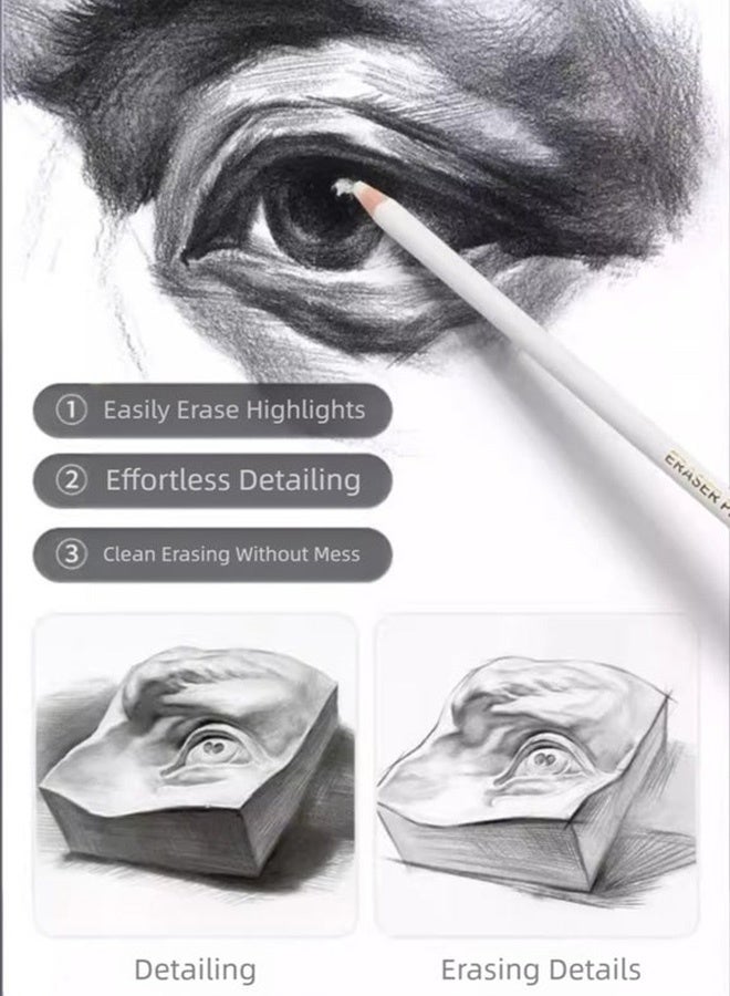 10 قطع من مجموعة ممحاة وفرشاة متعددة الوظائف ممحاة قلم رصاص بيضاء ممحاة تفاصيل دقيقة للأطفال الفنانين الرسم بالفحم الرسم المكتب المدرسة لوازم المعلمين - Image 2